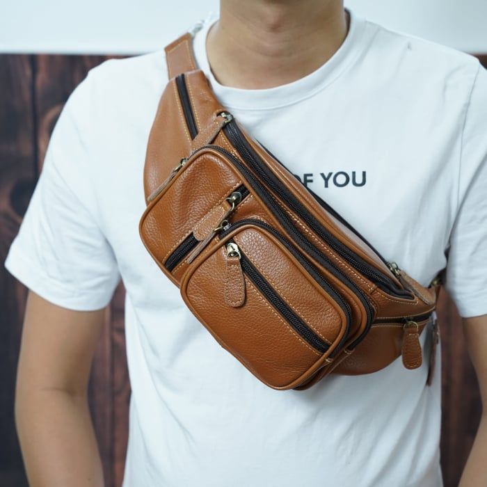 Túi Bao Tử Da Bò Thật RETRO Đeo Chéo Ngực Và Thắt Lưng SBM208