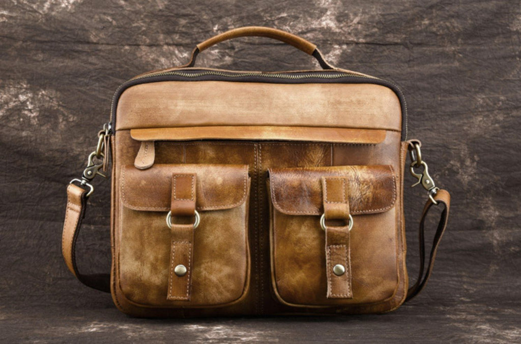 Cặp Da Bò VEG Italy Nhập Khẩu Đựng Laptop Phong Cách Cổ Điển SBM196