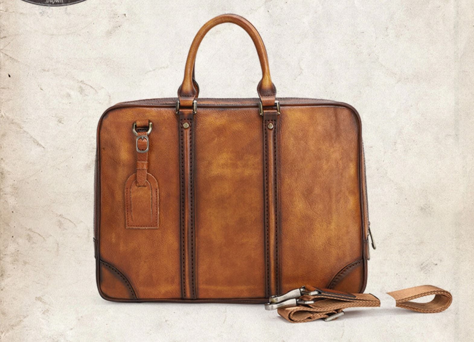 Cặp Xách Tay Da Bò VEG Italy Nhập Khẩu Đựng Laptop Bussiness Men SBM191