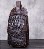 Túi Da Bò Thật đeo chéo ngực Dập Vân Cá Sấu - SBM127