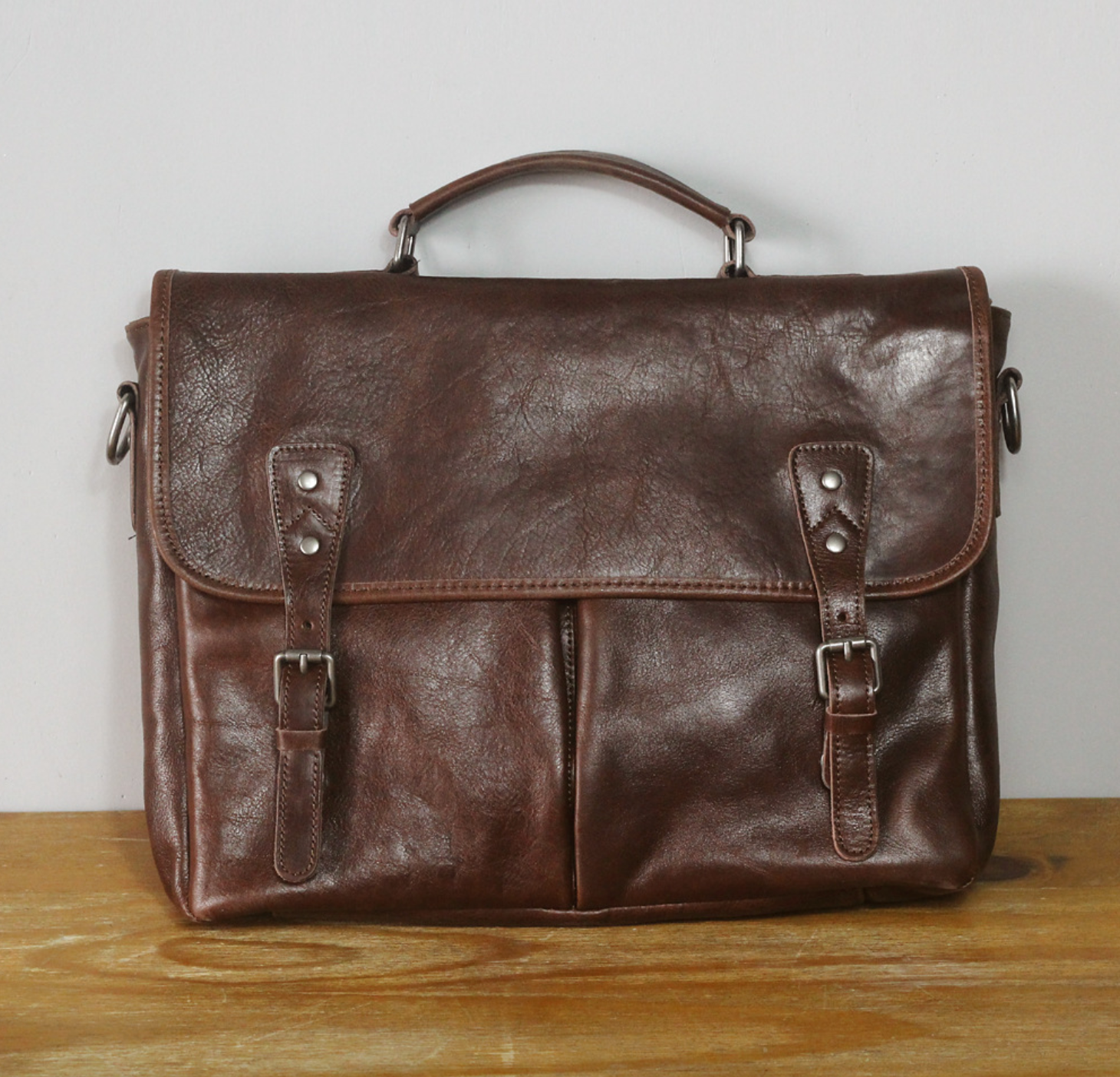 Cặp Da Bò VEG Patina Italy Cao Cấp Xách Tay Đựng Laptop & Hồ Sơ Bussiness SBM356