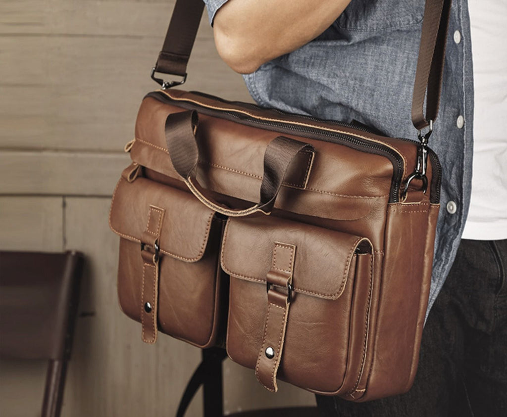 Cặp Da Công Sở Da Bò Thật Đựng Laptop SBM294