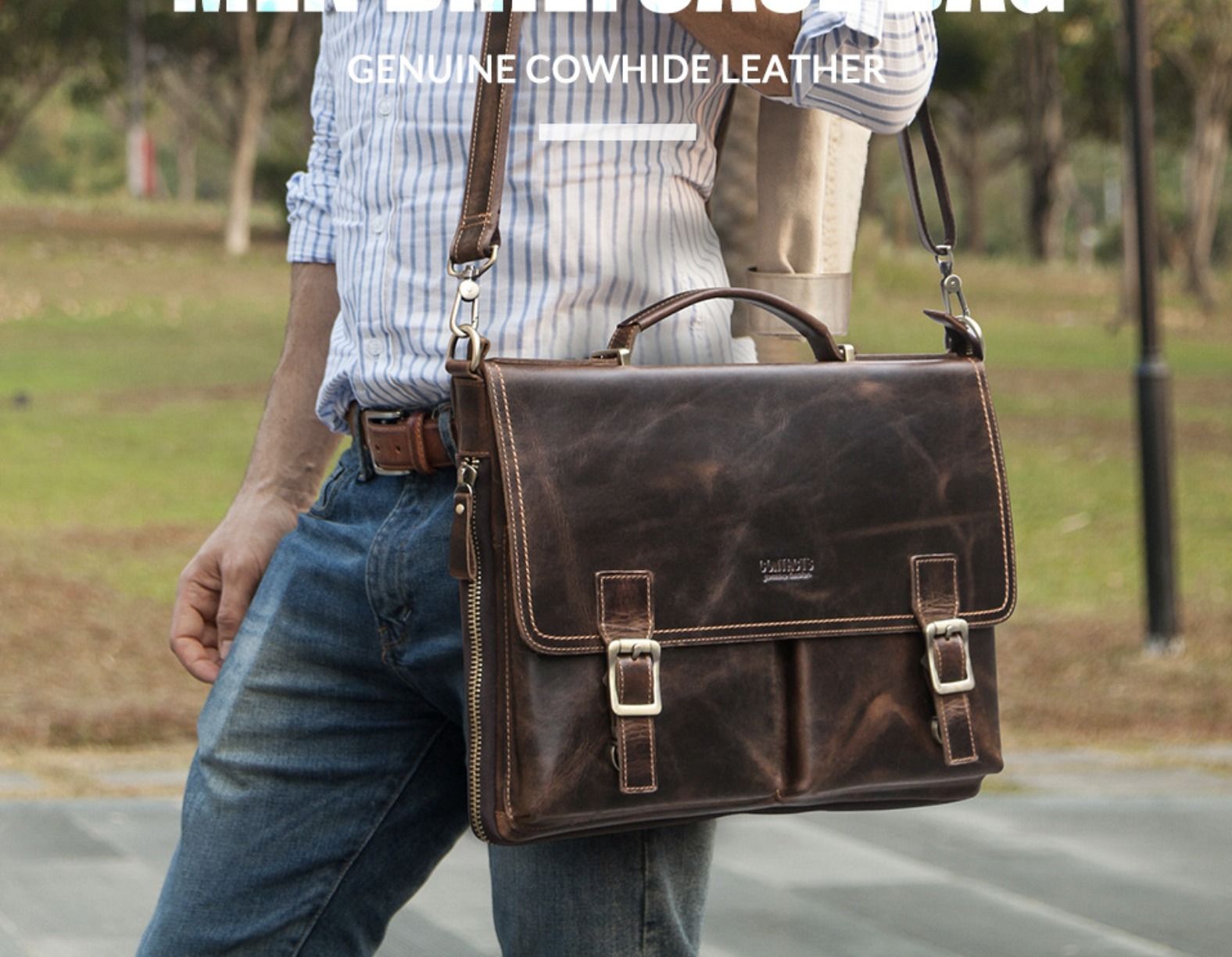 Cặp Doanh Nhân Công Sở Da Bò Sáp Nhập Khẩu Đeo Chéo Đựng Laptop VINTAGE SBM288