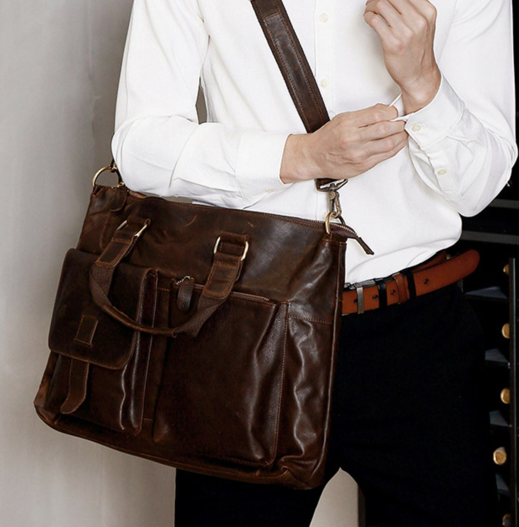 Cặp Da Công Sở & Doanh Nhân Da Bò Nhập Khẩu Đựng Laptop VINTAGE SBM276