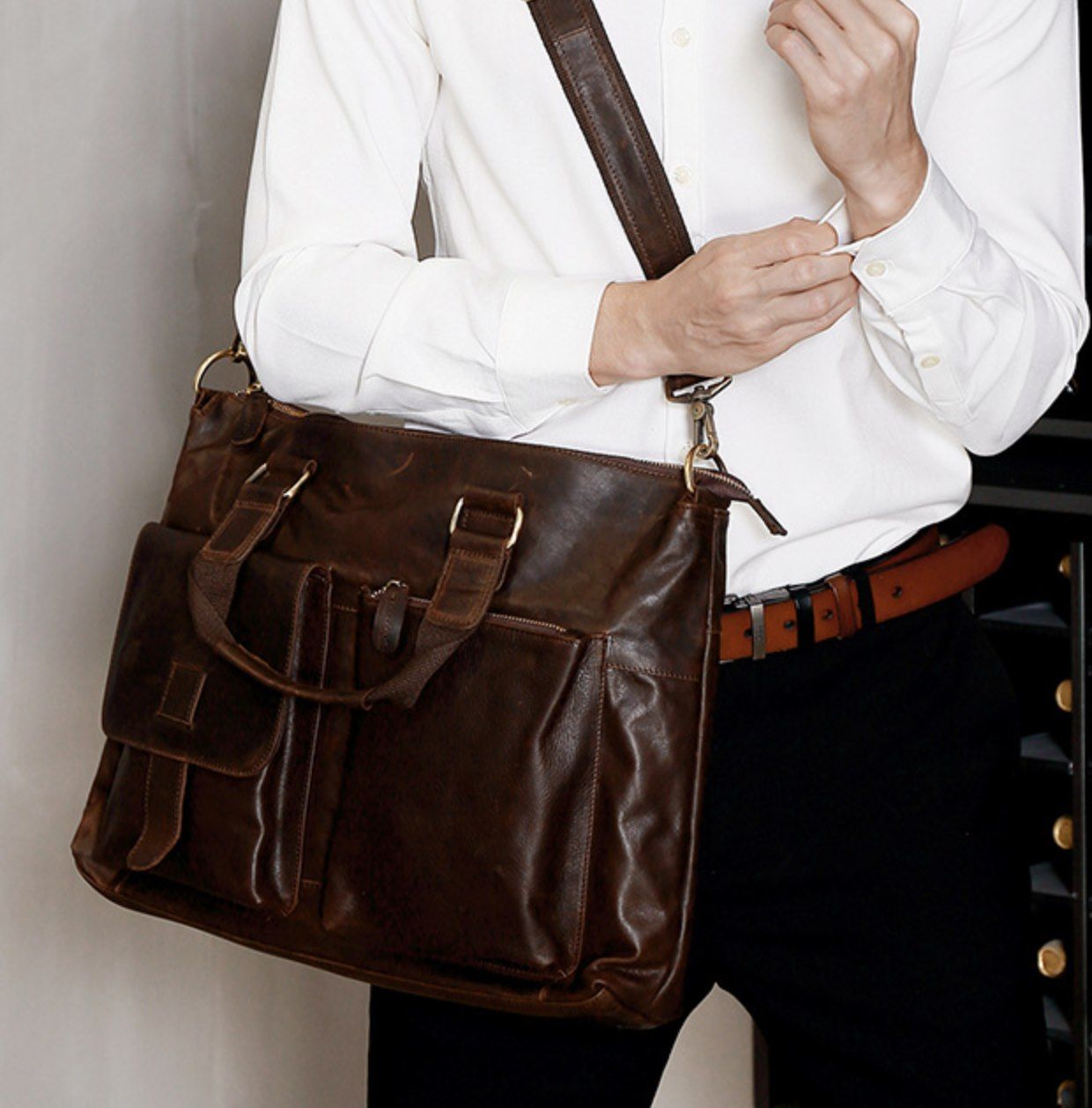 Cặp Da Công Sở & Doanh Nhân Da Bò Nhập Khẩu Đựng Laptop VINTAGE SBM276