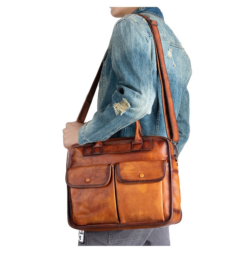 Cặp Da Bò Công Sở Da VEG Patina Ý Cao Cấp Xách Tay Đựng Laptop Bussiness Men TUDA SBM253