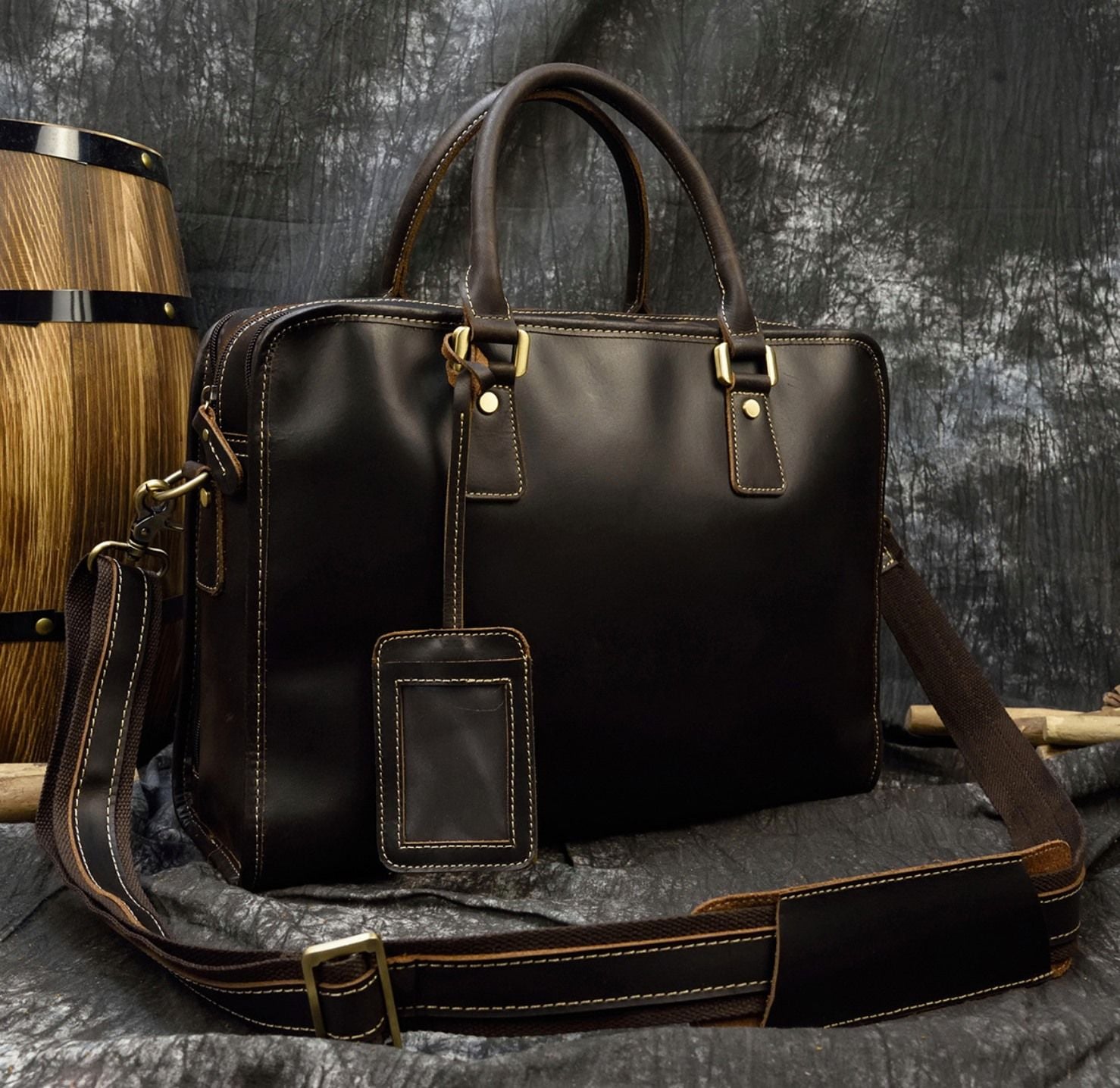 Cặp Da Công Sở Da Bò Sáp Đựng Laptop RETRO SBM272