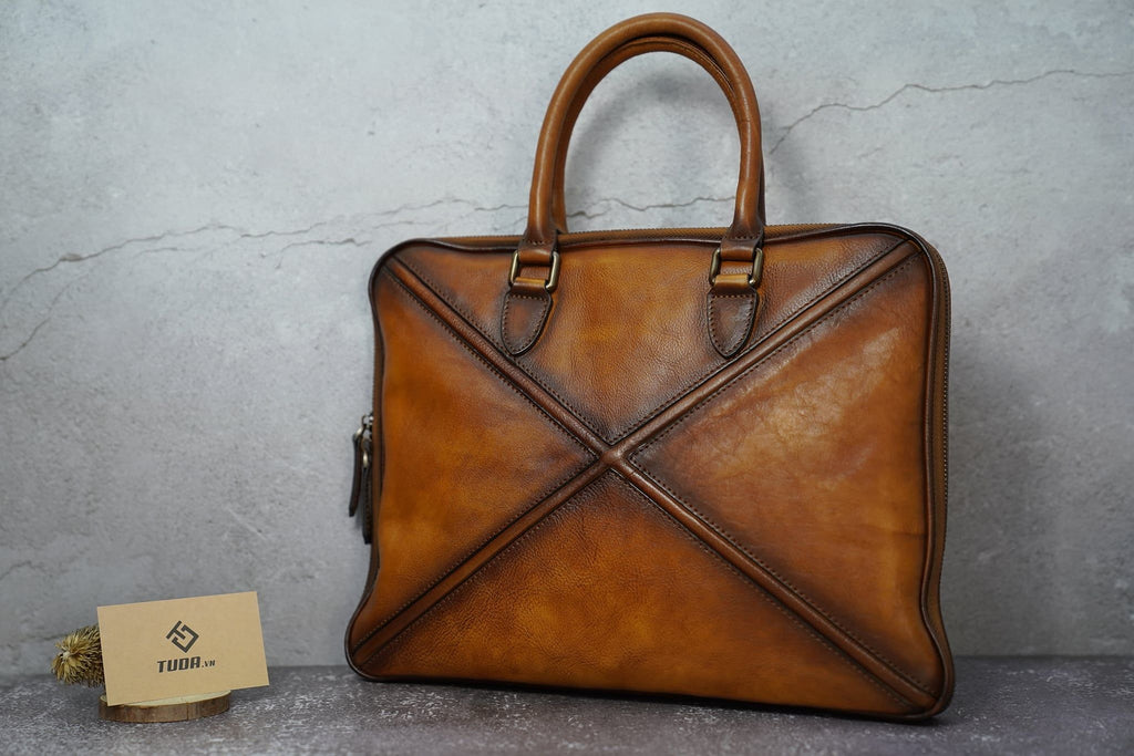 Cặp Da Bò VEG Italy Cao Cấp Xách Tay Đựng Laptop & Hồ Sơ Bussiness Men SBM243