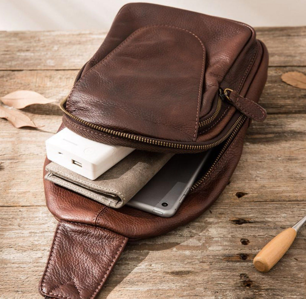 Túi Da Thật Đeo Chéo Trước Ngực VINTAGE SBM237