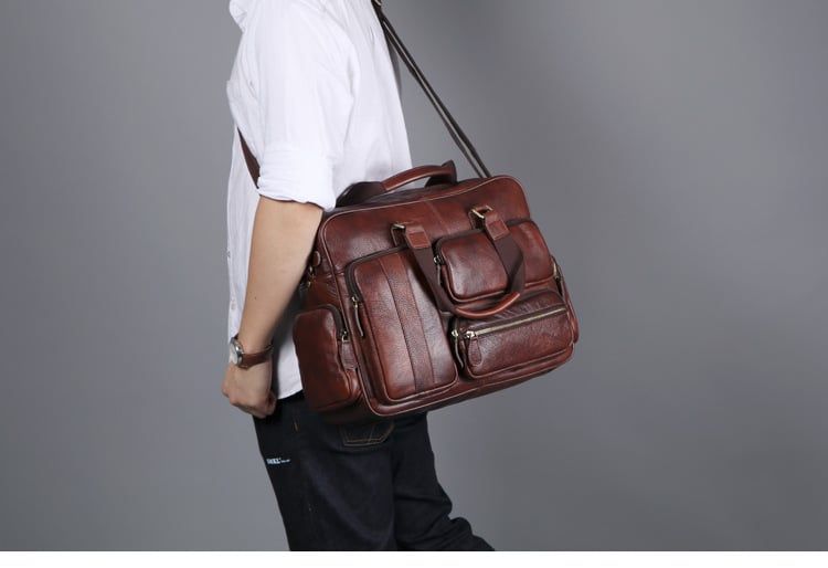 Cặp Da Bò Thật Đựng Laptop Phong Cách Cổ Điển SBM238