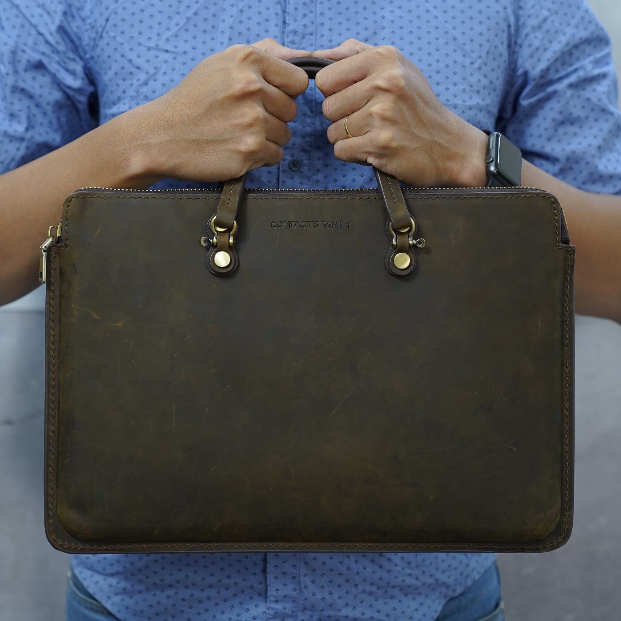 Cặp Da Doanh Nhân Da Bò Sáp Nhập Khẩu Xách Tay Đựng Laptop & Hồ Sơ Classic Edition SBM232