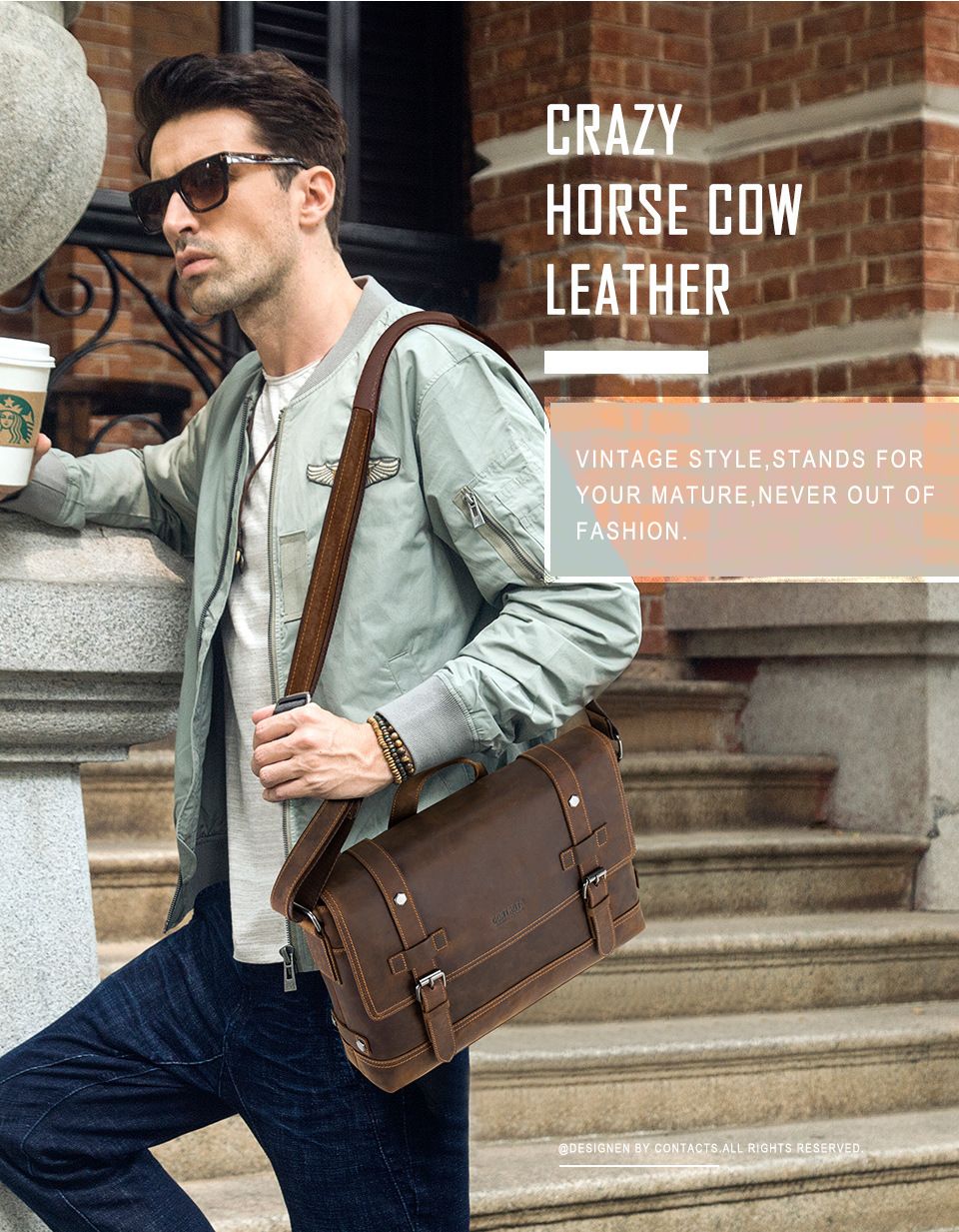 Cặp Da Bò Sáp Nhập Khẩu Đeo Chéo Đựng Laptop VINTAGE SBM230