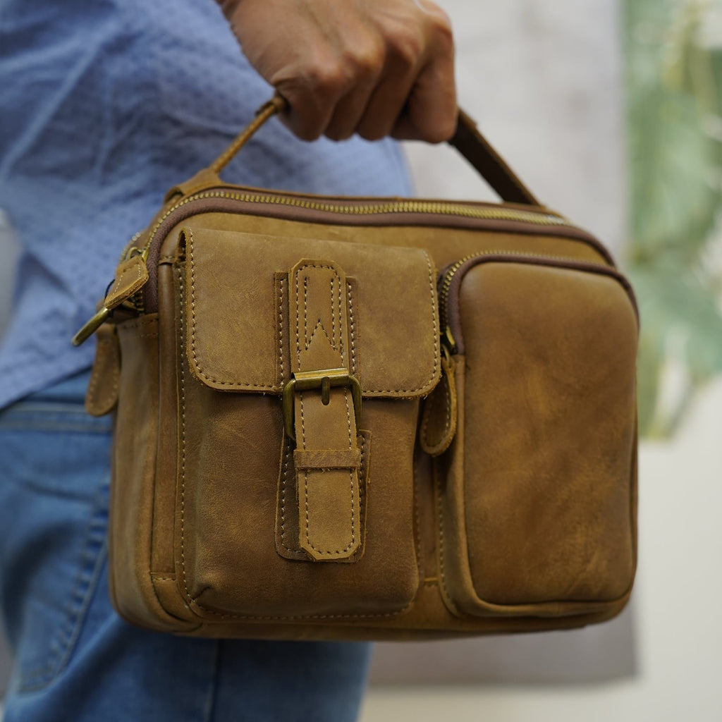 Túi Da Bò Thật RETRO Đeo Chéo & Xách Tay Đựng IPad SBM223