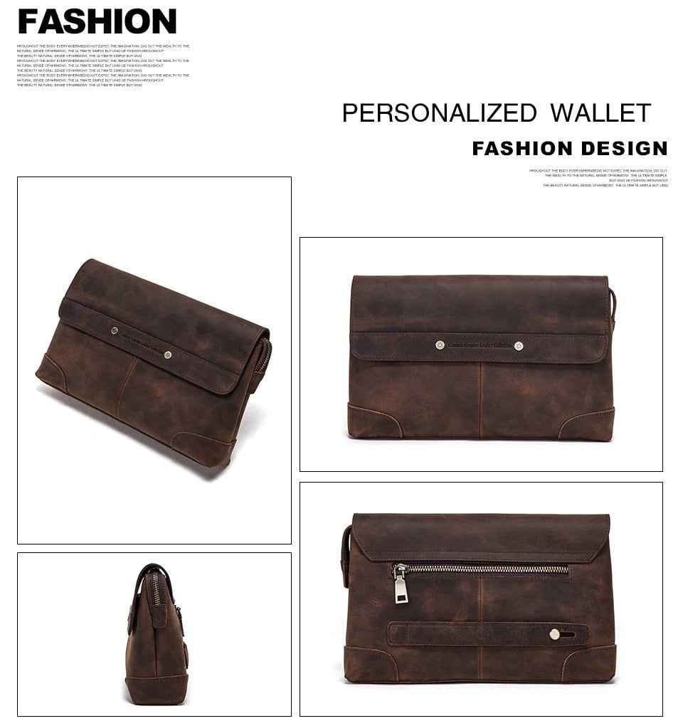 CLUTCH Cầm tay Da Bò Sáp Nhập Khẩu - Phong Cách Cổ Điển CLH220