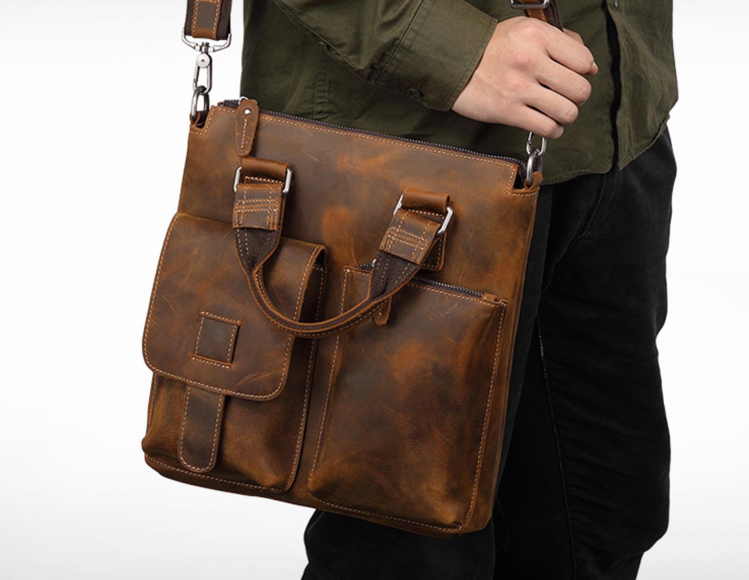 Túi Da Bò Thật Đựng Laptop Phong Cách Doanh Nhân RETRO SBM200