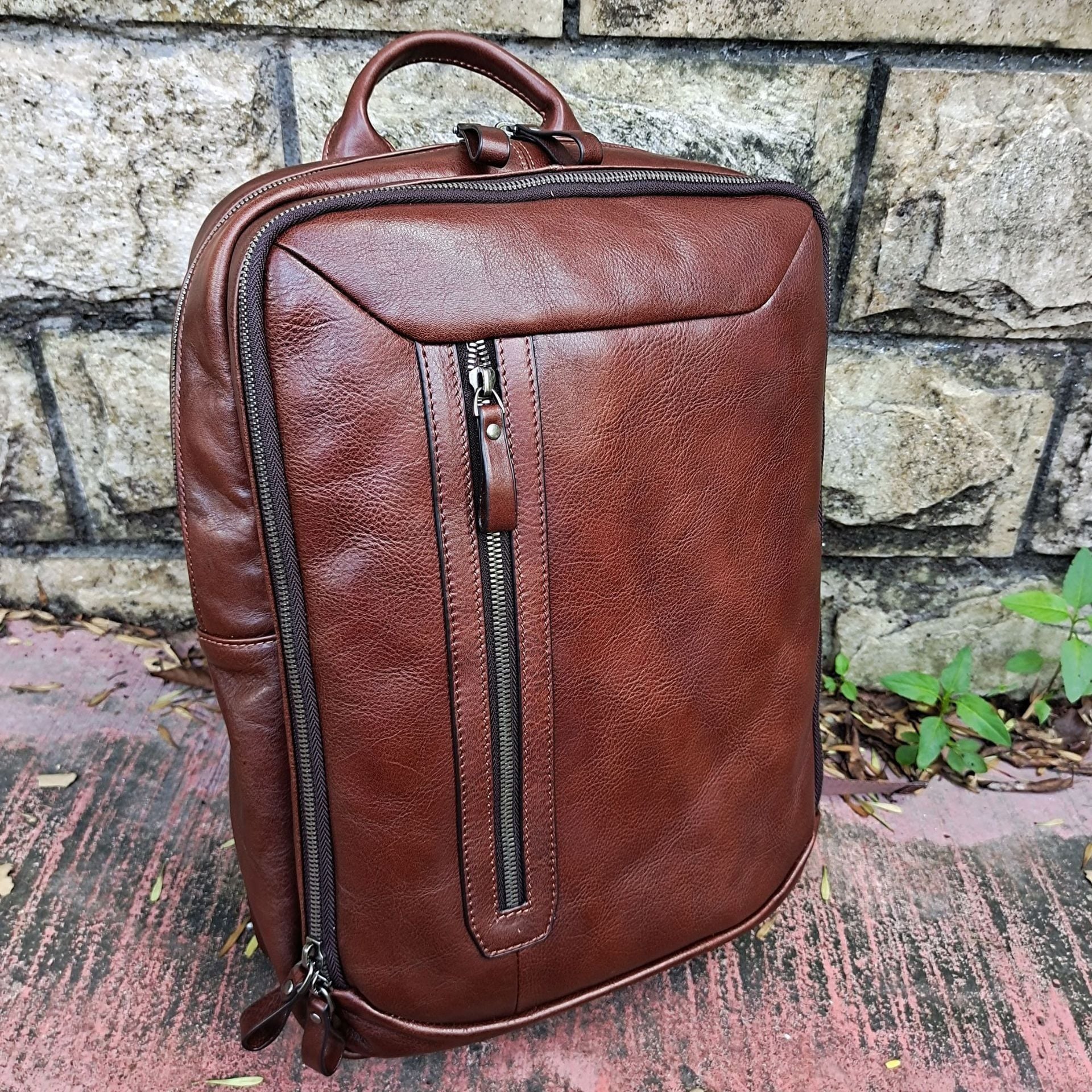 Balo Da Bò VEG Patina Nhập Khẩu RETRO Chứa Laptop Đa Chức Năng BPL172