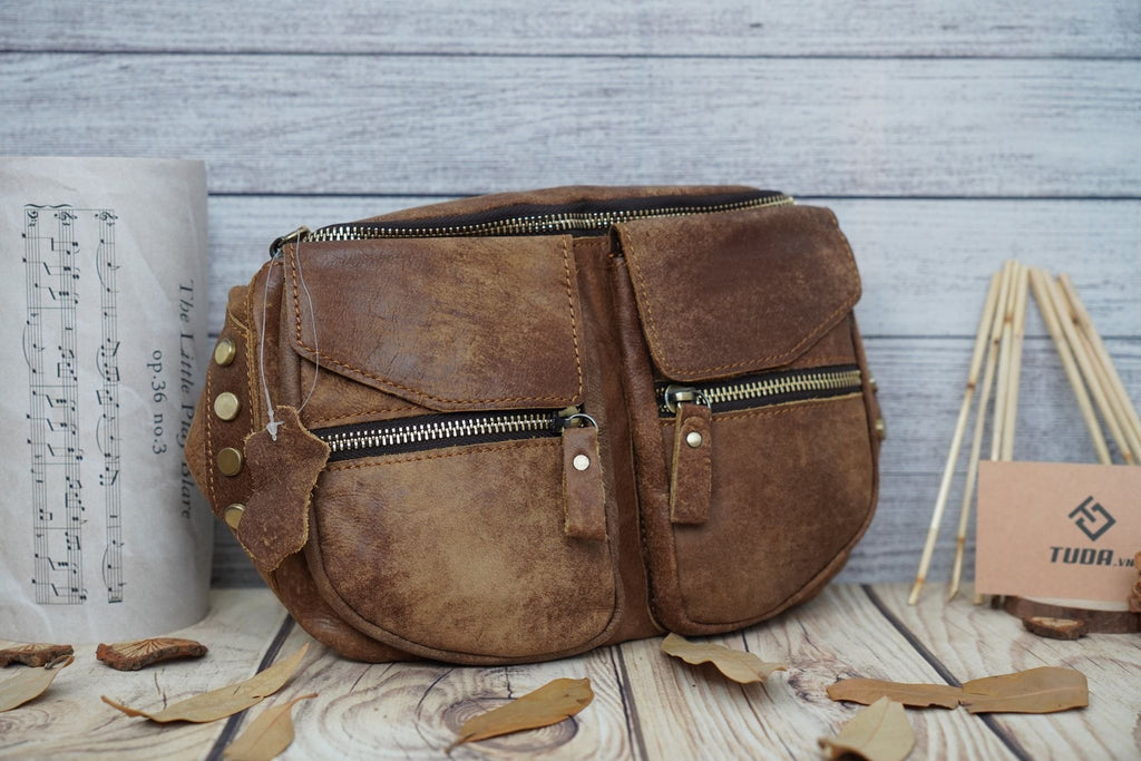 Túi da bò thật đeo chéo trước ngực VINTAGE SBM161