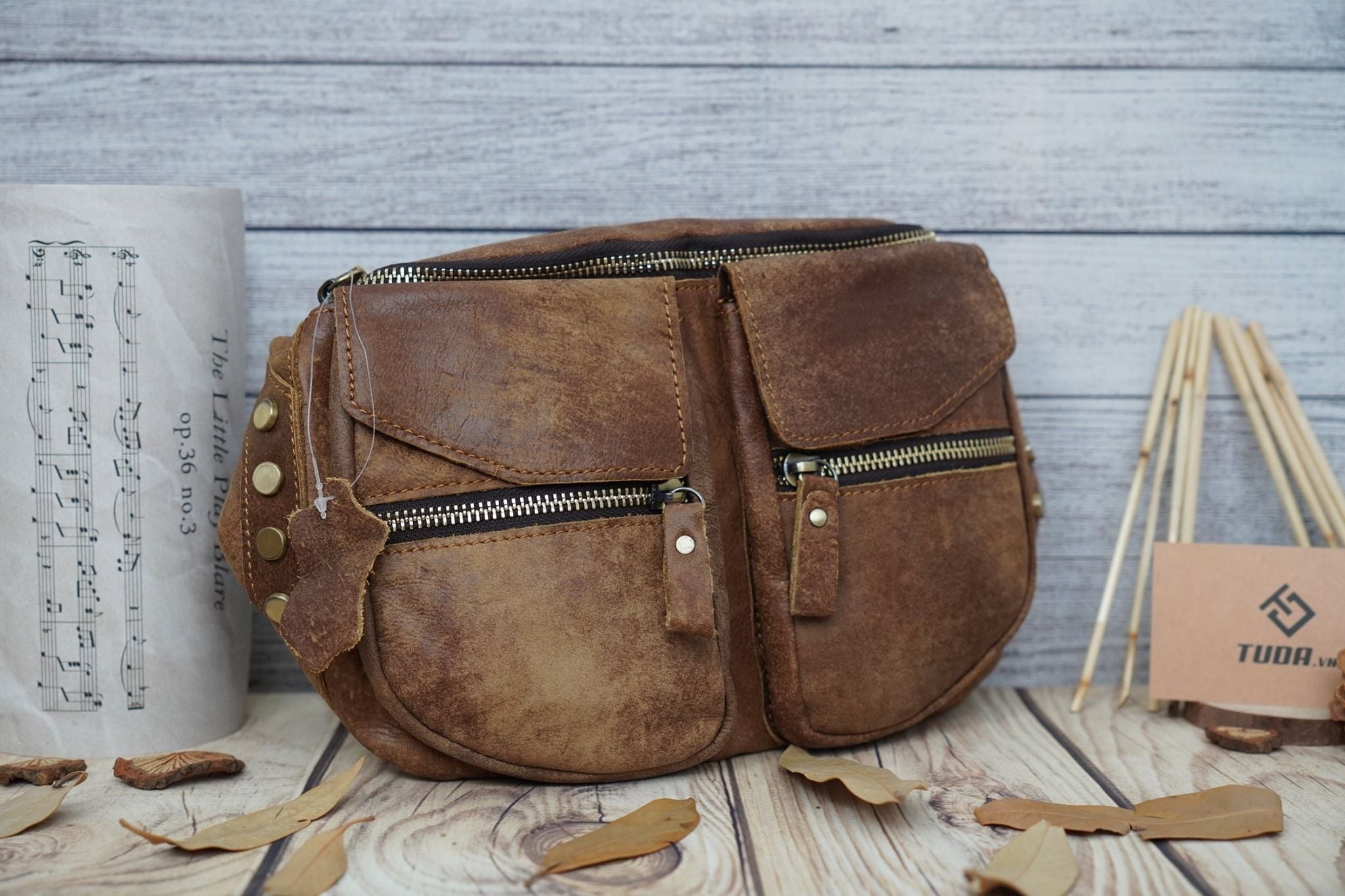 Túi da bò thật đeo chéo trước ngực VINTAGE SBM161