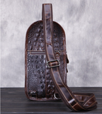 Túi Da Bò Thật đeo chéo ngực Dập Vân Cá Sấu - SBM127