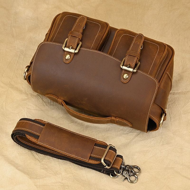 Túi Hộp Da Bò Sáp Italy đựng máy ảnh Đeo Chéo & Xách Tay Cổ Điển SBM353