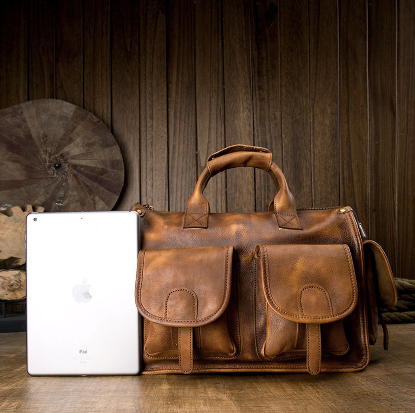 Túi Xách Da Bò VEG Patina Italy Cao Cấp Xách Tay Đựng Laptop & Hồ Sơ SBM373