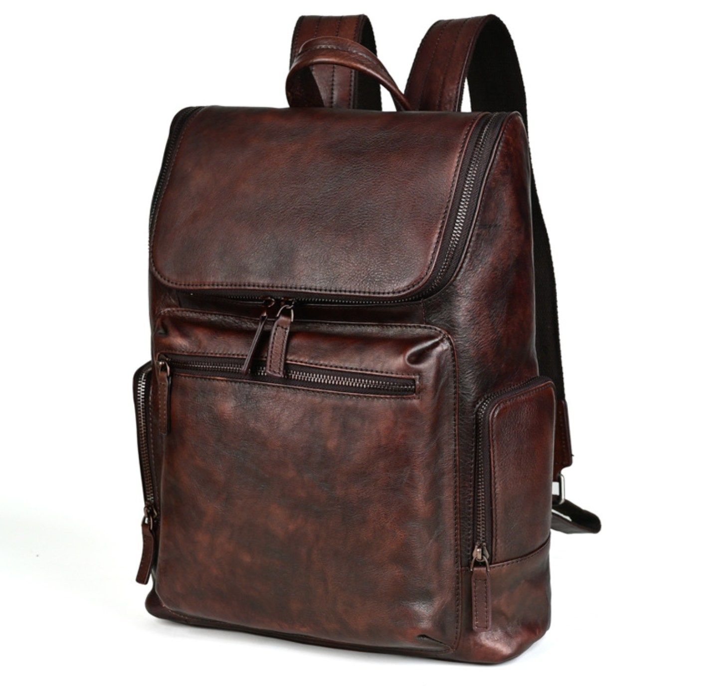 Balo Du Lịch Da Bò VEG Patina Ý Chứa Laptop Đa Chức Năng BPL315