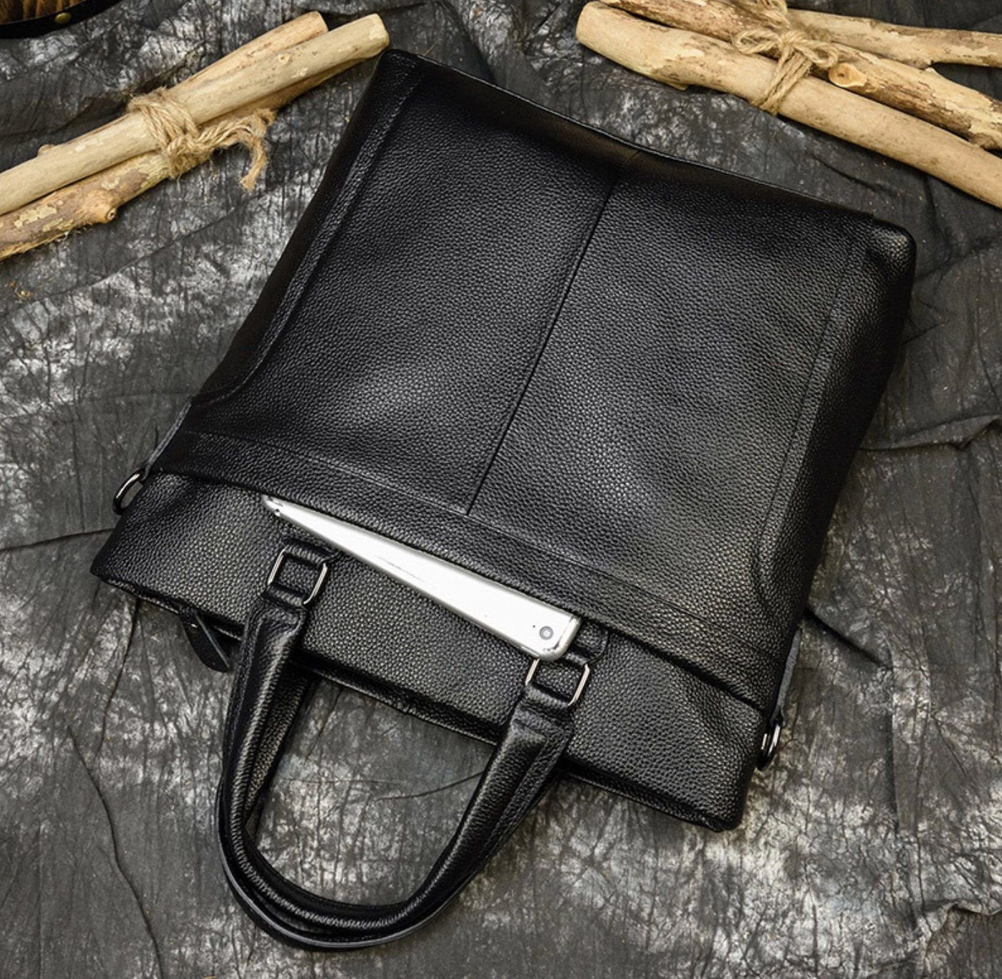 Túi Da Bò Thật Đeo Chéo & Xách Tay Phong Cách Doanh Nhân RETRO SBM308