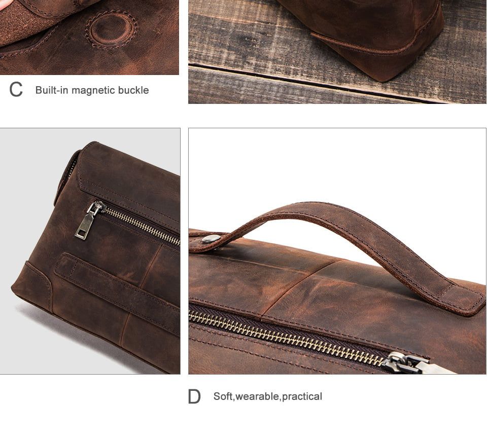 CLUTCH Cầm tay Da Bò Sáp Nhập Khẩu - Phong Cách Cổ Điển CLH220