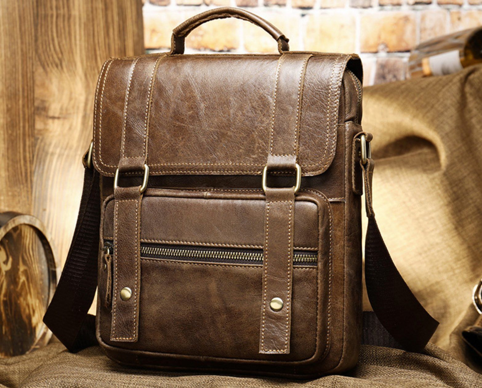 Túi Da Bò Thật RETRO Đeo Chéo & Xách Tay Đựng IPad SBM207