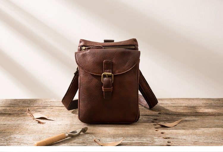 Túi da bò thật đeo chéo nhỏ gọn Berry & Ken RETRO - Classic edition SBM118