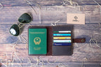 Ví Da Bò Sáp Đựng PASSPORT & CARD Đa Năng Gấp Cúc Bấm Classic Edition W108