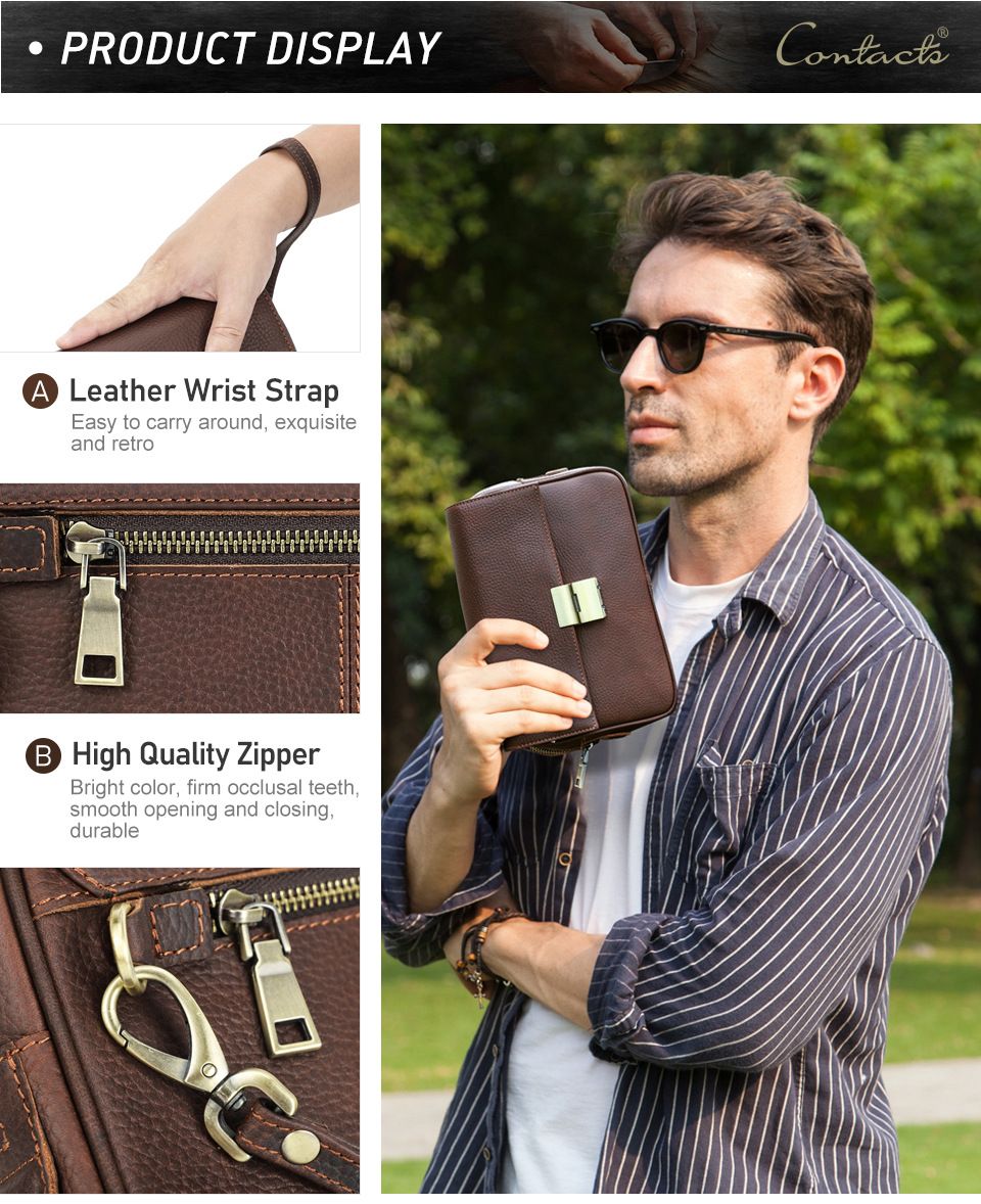 Ví Cầm Tay CLUTCH Khóa Số Da Bò Cao Cấp CONTACTS CLH371