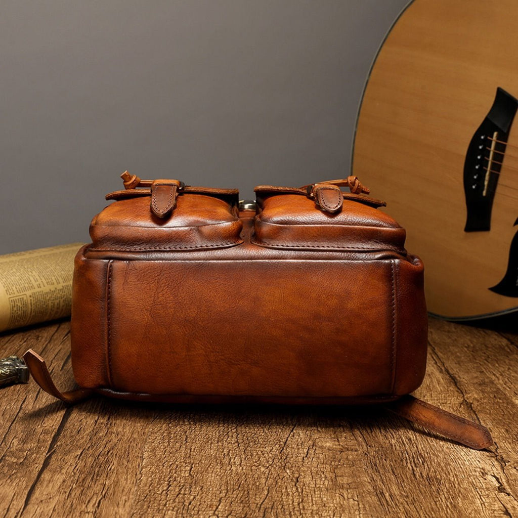 Balo Da Bò VEG Patina Ý Cao Cấp Đựng Laptop & Du Lịch Đa Chức Năng BPL379