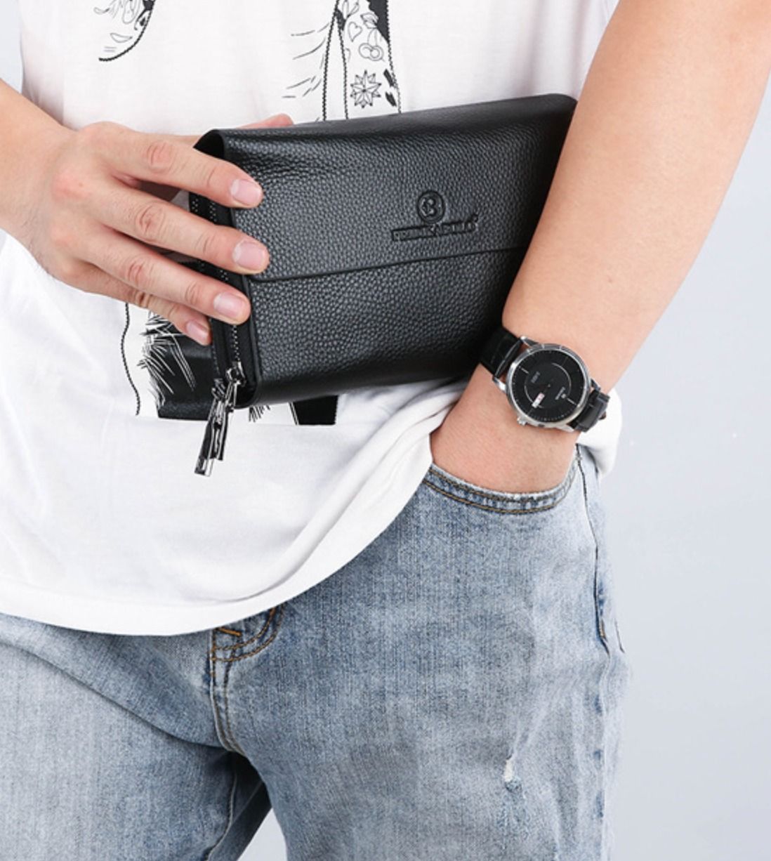 Ví Cầm Tay CLUTCH Nam Da Bò Thật FEIDIKA Luxury CLH310