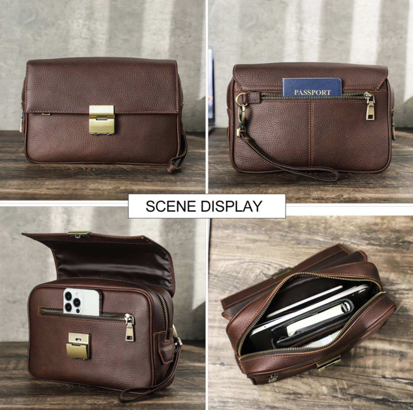 Ví Cầm Tay CLUTCH Khóa Số Da Bò Cao Cấp CONTACTS CLH371