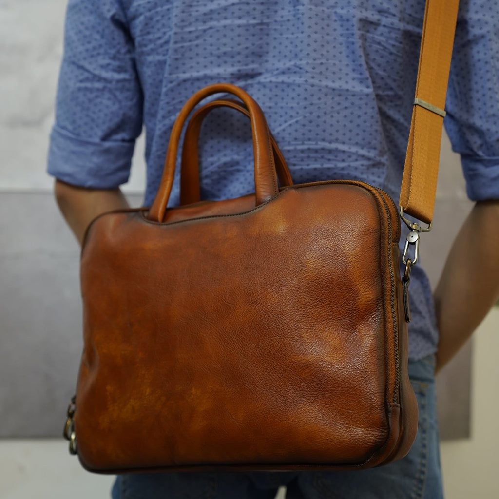 Cặp Da Bò VEG Italy Nhập Khẩu Xách Tay Đựng Laptop & Hồ Sơ Bussiness Men SBM242