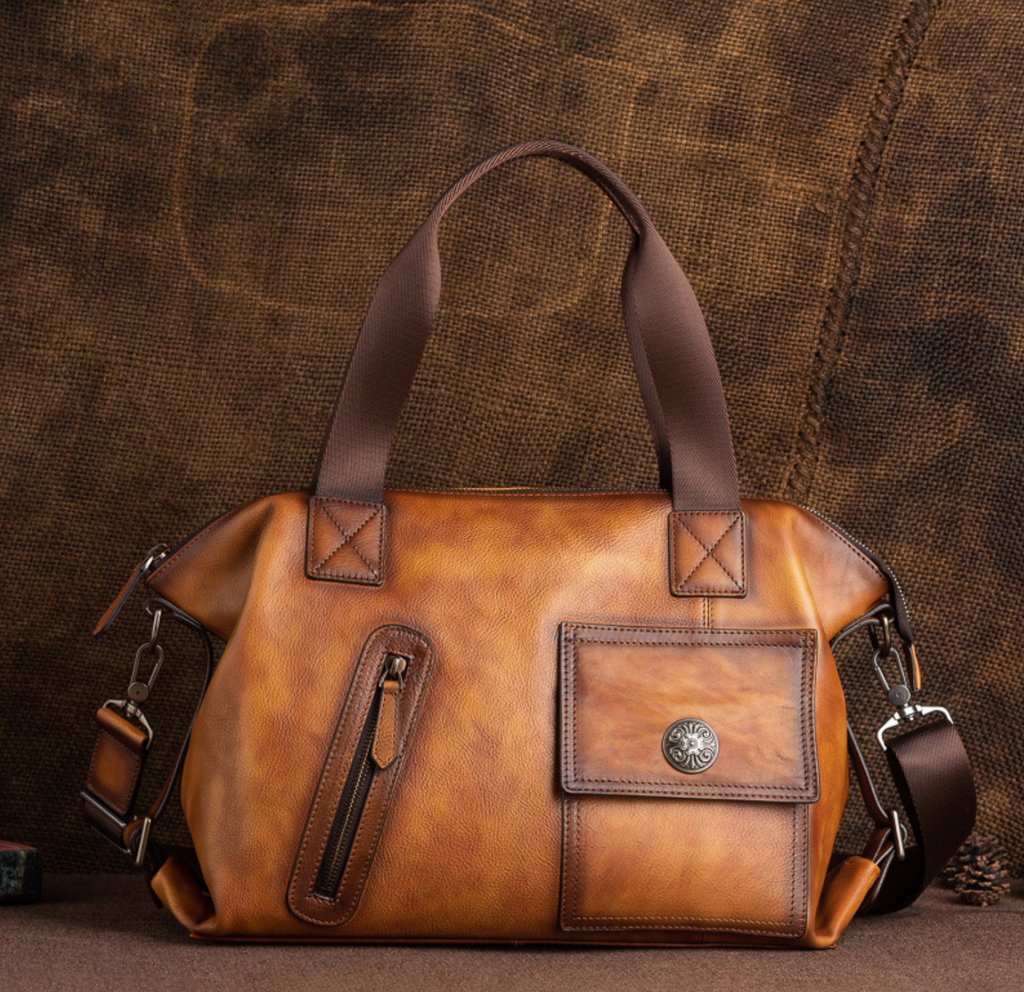 Túi Du Lịch Cá Nhân Da Bò VEG Patina Ý Nhập Khẩu TBL260