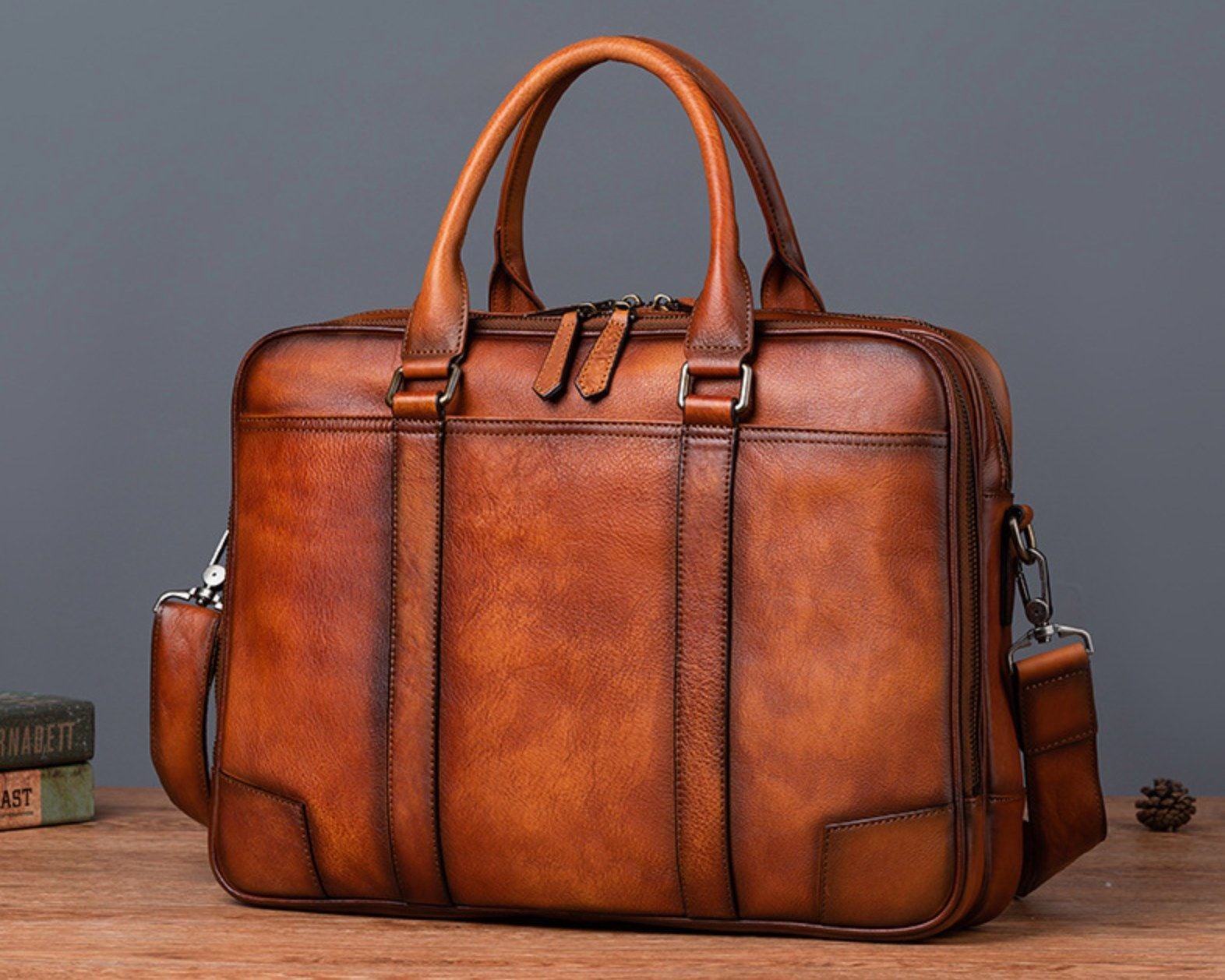 Cặp Da Bò VEG Italy Cao Cấp Xách Tay Đựng Laptop & Hồ Sơ Bussiness Men SBM244