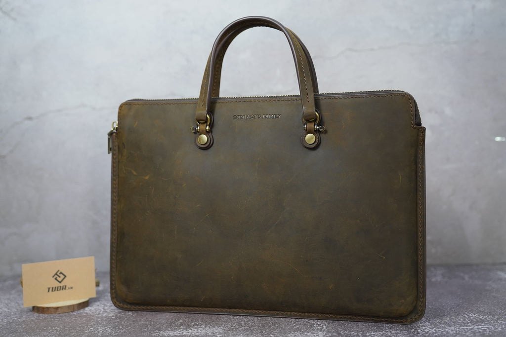 Cặp Da Doanh Nhân Da Bò Sáp Nhập Khẩu Xách Tay Đựng Laptop & Hồ Sơ Classic Edition SBM232