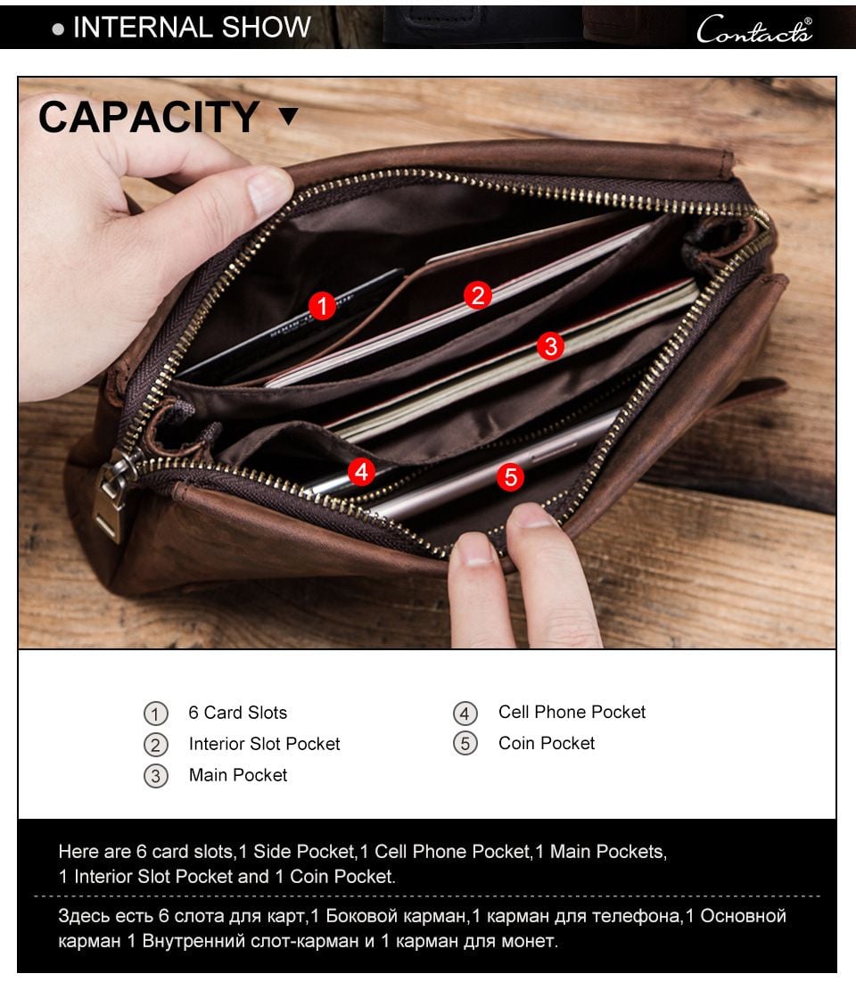 CLUTCH Cầm Tay Da Bò Sáp Nhập Khẩu VINTAGE CLH221