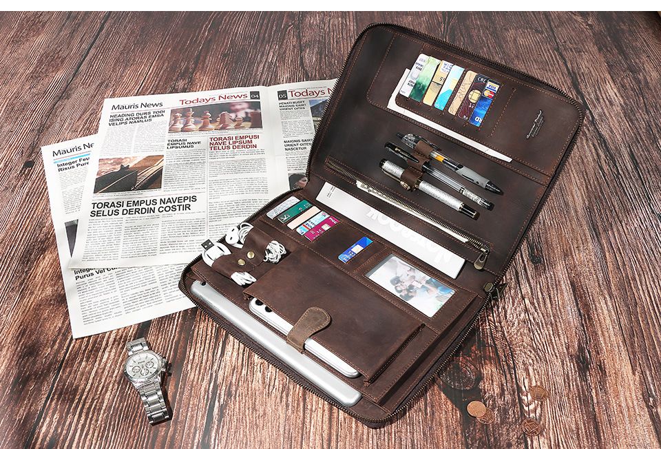 Cặp Da Bò Thật Cầm Tay Đa Năng RETRO, Phong Cách Doanh Nhân CLH212