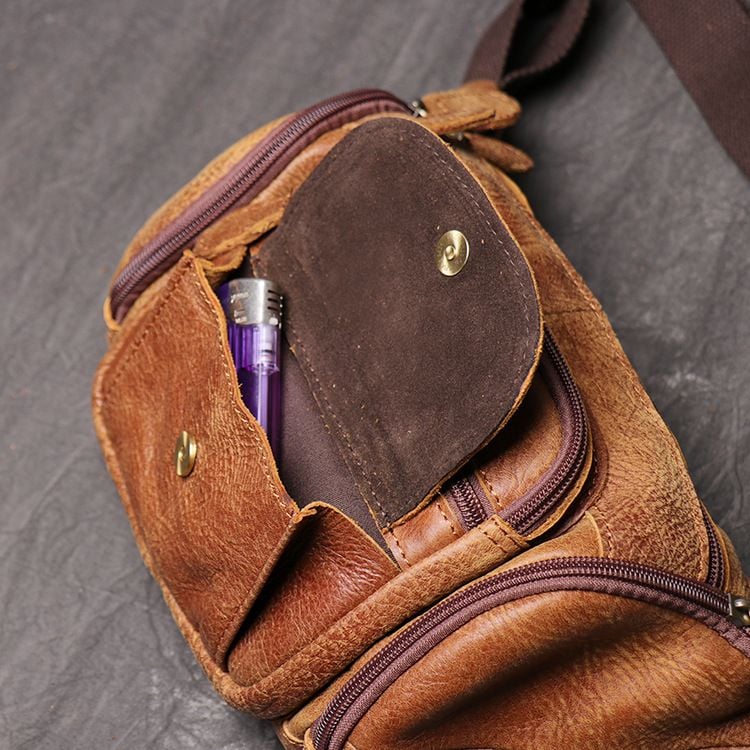 Túi Da Bò Thật VINTAGE Đeo Chéo Ngực Và Thắt Lưng SBM215