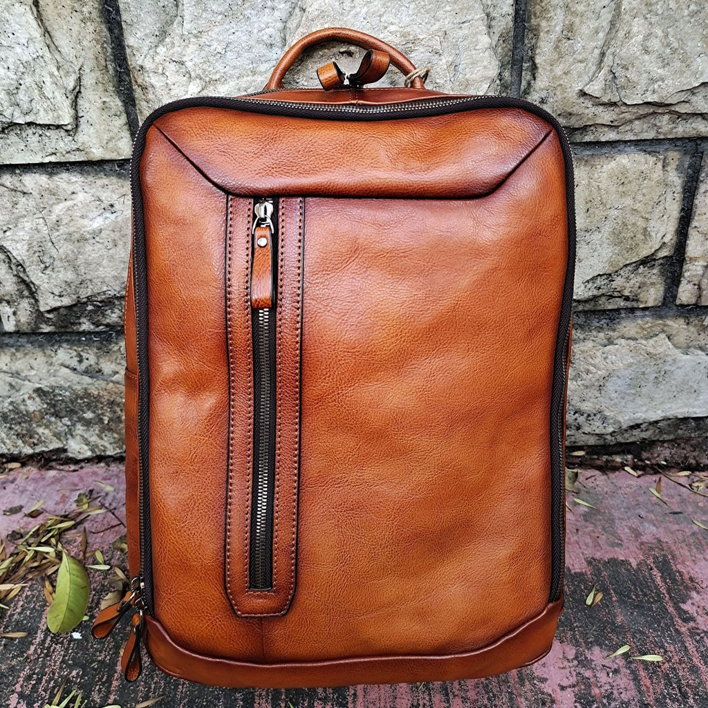 Balo Da Bò VEG Patina Nhập Khẩu RETRO Chứa Laptop Đa Chức Năng BPL172