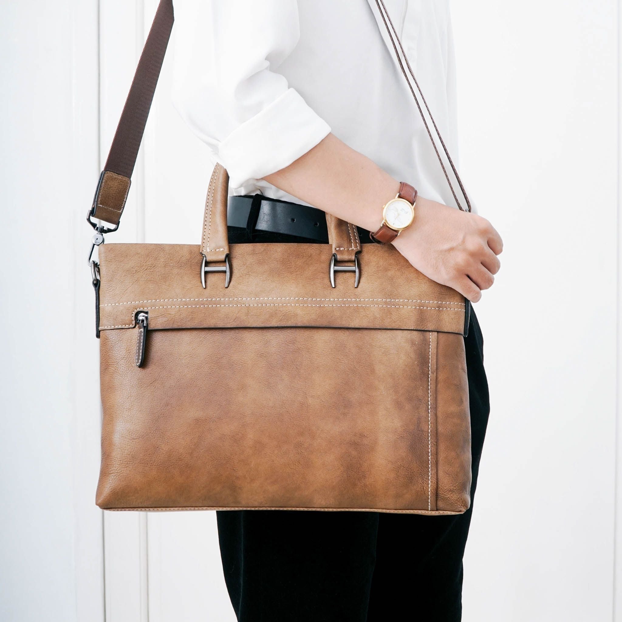 Cặp công sở Da Bò VEG Nhập Khẩu Retro chứa laptop Business Edition SBM96