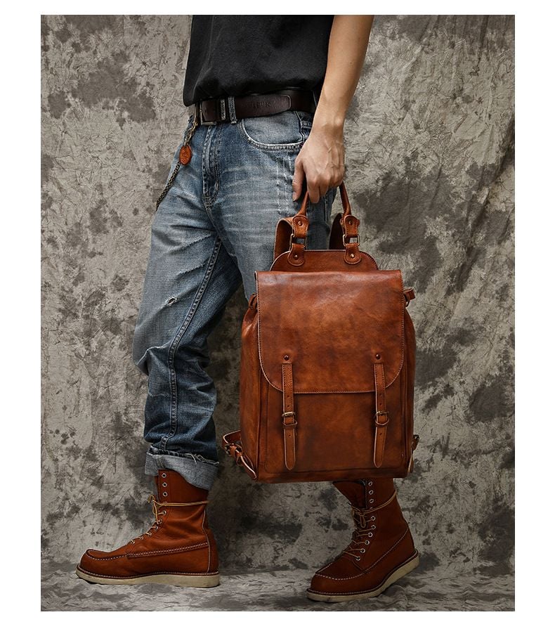 Balo Da Bò VEG Patina Đựng Laptop & Du Lịch Đa Chức Năng BPL359