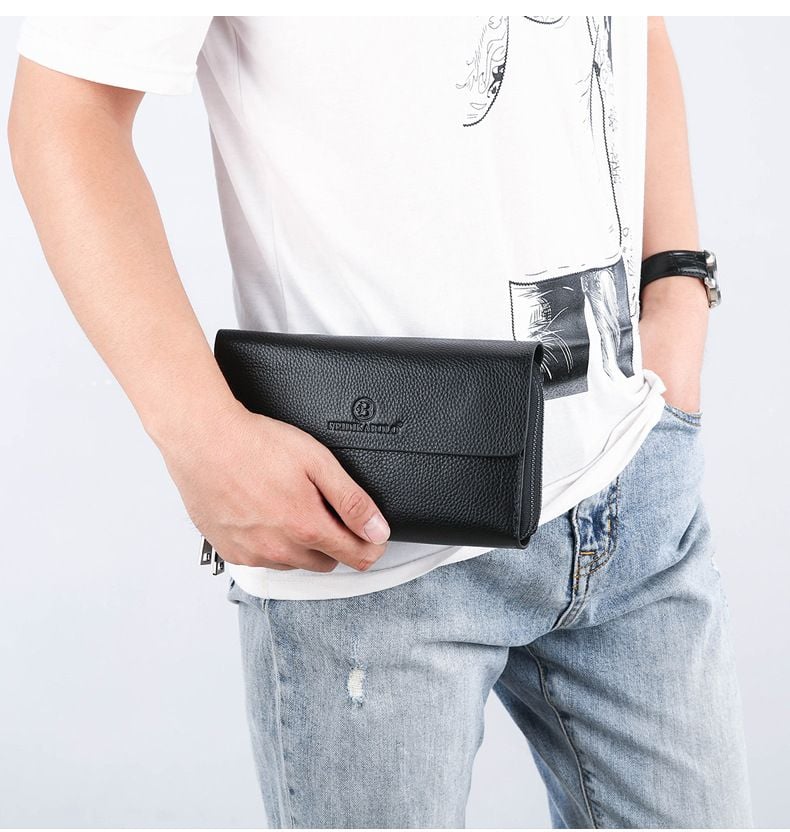 Ví Cầm Tay CLUTCH Nam Da Bò Thật FEIDIKA Luxury CLH310