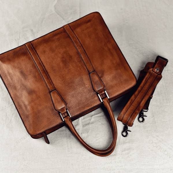Cặp Da Bò VEG Patina Italy Cao Cấp Xách Tay Đựng Laptop & Hồ Sơ Bussiness Men SBM282
