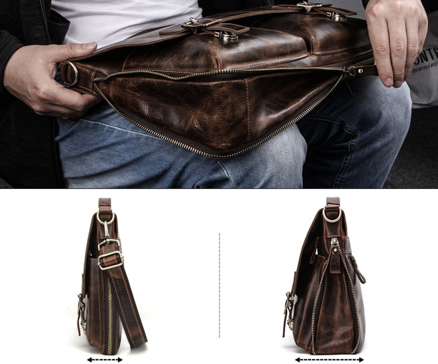 Cặp Doanh Nhân Công Sở Da Bò Sáp Nhập Khẩu Đeo Chéo Đựng Laptop VINTAGE SBM288