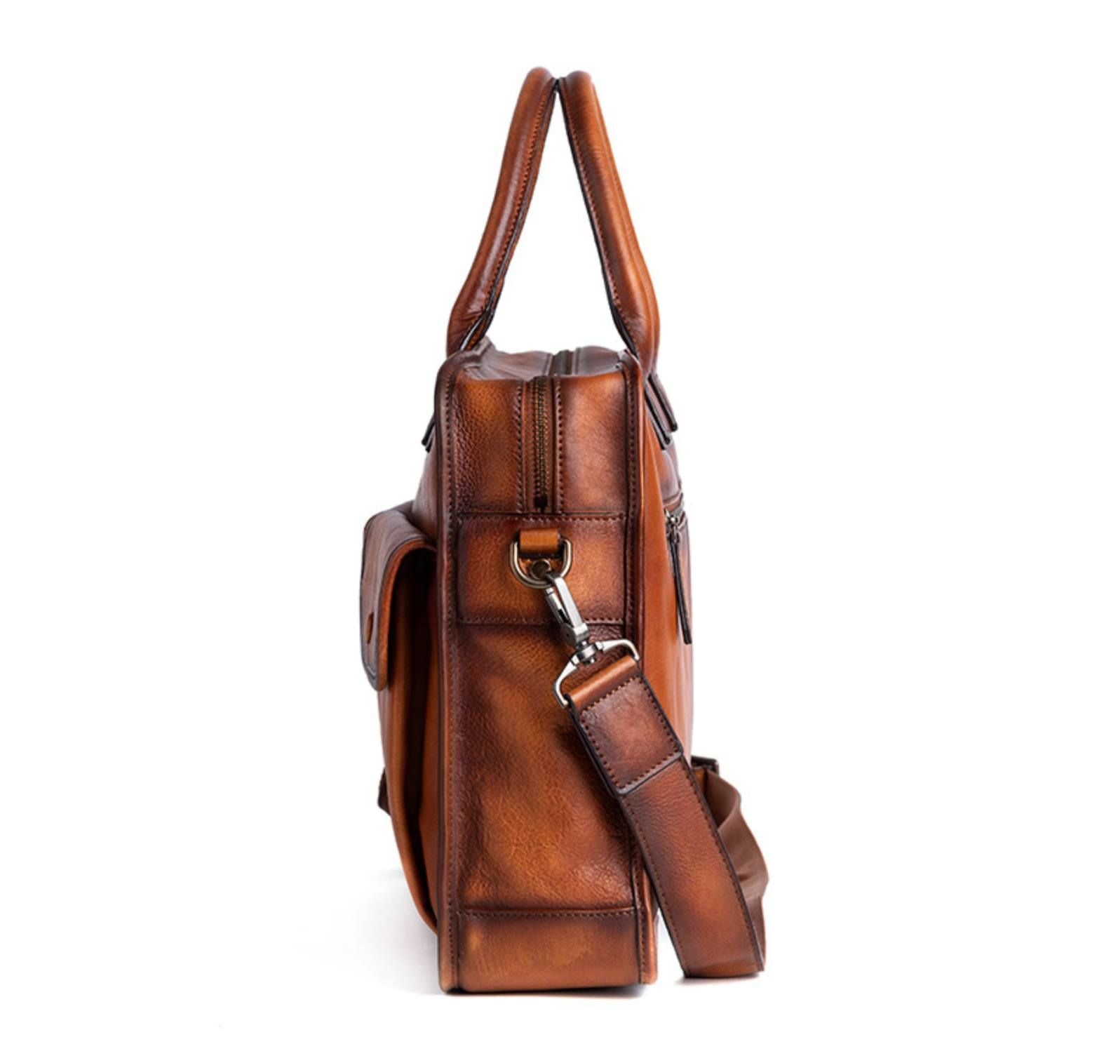 Cặp Da Bò Công Sở Da VEG Patina Ý Cao Cấp Xách Tay Đựng Laptop Bussiness Men TUDA SBM253