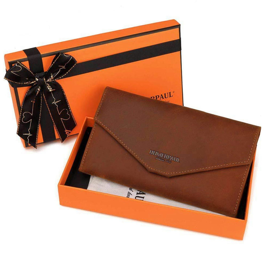 Ví Cầm Tay Da Bò Sáp Nhập Khẩu HUMERPAUL VINTAGE W236